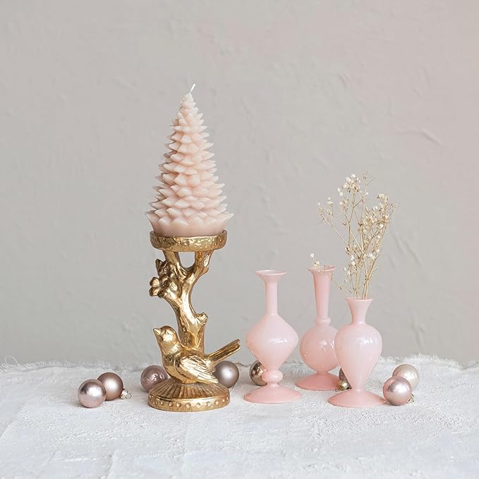 Creative Co-Op Resin Candleholder with Bird and Branch Design, Gold Finish