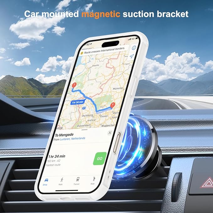Compatible with iPhone 17 Pro Max Case with Invisible Magnetic O-Ring Stand Military-Grade Phone Case for iPhone 17 ProMax 6.9" [Compatible with Mag-Safe][Great Grip Feeling],Translucent