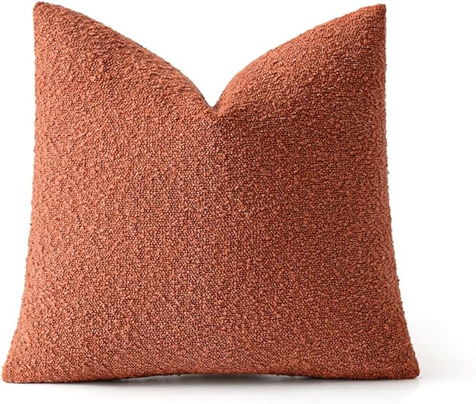 MIULEE 24x24 Inch Textured Boucle Throw Pillow Cover Burnt Orange Accent Solid Eruo Sham Pillow Case Decorative Soft Pack of 1 Couch Cushion Chair Sofa Bedroom Livingroom Home Decor