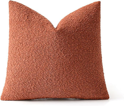 MIULEE 24x24 Inch Textured Boucle Throw Pillow Cover Burnt Orange Accent Solid Eruo Sham Pillow Case Decorative Soft Pack of 1 Couch Cushion Chair Sofa Bedroom Livingroom Home Decor