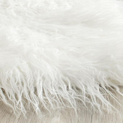 SAFAVIEH Faux Sheep Skin Collection 3' x 5' Ivory FSS117A Silken Glam 2.35-inch Thick Area Rug