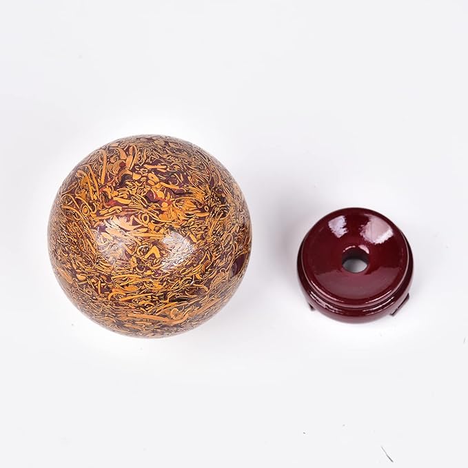 JIC Gem Real Natural Gemstone Sphere Jade Crystal Ball Mineral Quartz Stone with Decorative Stand Home Decoration (60-70mm)