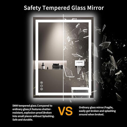 LOAAO 24X32 LED Bathroom Mirror with Lights, Anti-Fog, Dimmable, Backlit + Front Lit, Lighted Bathroom Vanity Mirror for Wall, Memory Function, Tempered Glass, Shatter-Proof, ETL Listed