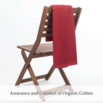 Salt Earth GOTS Certified 100% Organic Cotton Throw Blanket, 55"x60" Waffle Blankets & Throws for Bed, Throw Blanket for Couch, Cozy Christmas Blankets and Throws for Christmas Gifts (Red Dahlia)