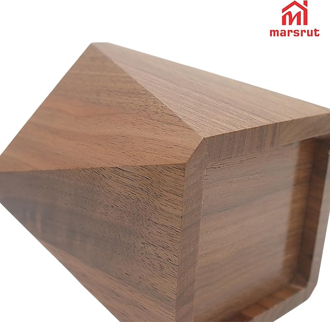 Geometric Pencil Holder, Wooden Pen Holder, Wood Cute Prismatic Storage Pot Cup Organizer Stand, Black Walnut, Multi-functional Accessories for Desktop, Office, School Supplies, Makeup Brushes, Home