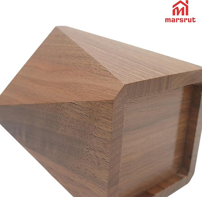 Geometric Pencil Holder, Wooden Pen Holder, Wood Cute Prismatic Storage Pot Cup Organizer Stand, Black Walnut, Multi-functional Accessories for Desktop, Office, School Supplies, Makeup Brushes, Home