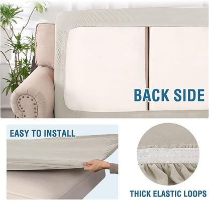 H.VERSAILTEX Fleece 2 Piece Sectional Couch Covers L Shape Stretch Couch Cushion Covers Thick and Soft Sofa Covers for Sectional Sofa Set Washable (2 Seater + 1 Chaise, Pale Oak)