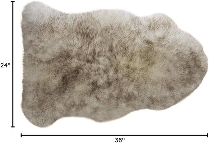 WaySoft New Zealand Sheepskin Area Rug – Genuine Fluffy Wool, Multiple Sizes, Bedroom or Living Room Decor(2ft x 3ft,Wolftip)
