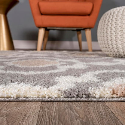 Rugshop Cozy Moroccan Trellis Gray/Cream 3'3" X 5' Indoor Shag Area Rug