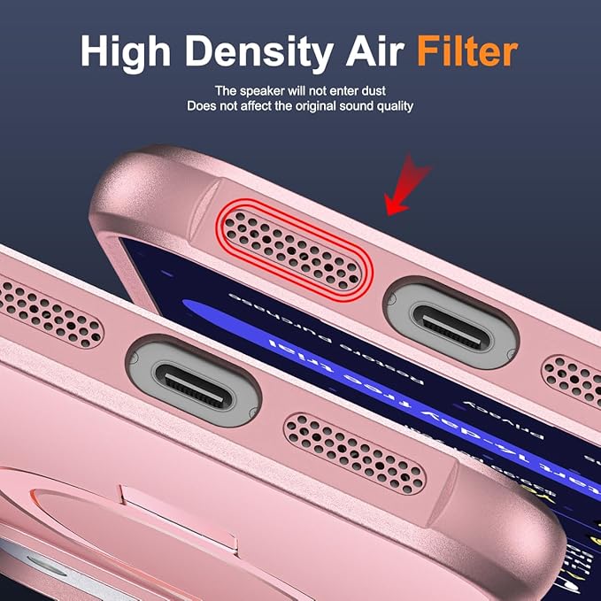 Phone Case Compatible with iPhone 17 Pro Case with Invisible Magnetic O-Ring Stand Military-Grade Phone Case for iPhone 17 Pro 6.3" [Compatible with Mag-Safe][Great Grip Feeling], Rose Gold