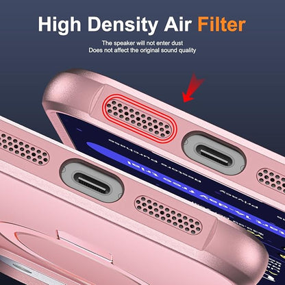 Compatible with iPhone 17 Pro Max Case with Invisible Magnetic O-Ring Stand Military-Grade Phone Case for iPhone 17 ProMax 6.9" [Compatible with Mag-Safe][Great Grip Feeling], Rose Gold