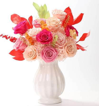 Lovenfold Flowers for Delivery Birthday Flowers Gift for Her,Preserved Flowers Bouquet 12 Roses Mixed Bouquet,Rose Gifts for Women Mom Grandma(Mixed 12 Champagne Roses)