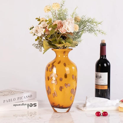 KAMMAK Colored Glass Vase, Beautiful Hand Blown Decorative Vase, Modern Art Vase for Flower Mantle Dining Table Centerpiece, Entryway Living Room Wedding Decoration, SKQ007