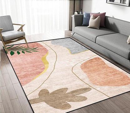 Contemporary Abstract Area Rug 4x6 Feet Non-Slip Washable Modern Rug, High Traffic Floor Mat for Living Room, Bedroom, Home Office