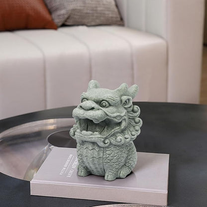 Dragon Pen Holder for Deask, Pen Holder Figure, Chinese Feng Shui Desk Organizer, Animal Figure for Office/Study Display Decoration