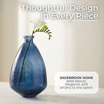 Opaque Glass Vase – Solid Modern Decorative Accent – Elegant Home Decor Centerpiece for Living Room, Bedroom, Office, or Entryway – Handcrafted Glass Flower Vase for Table or Floor – 19", Blue