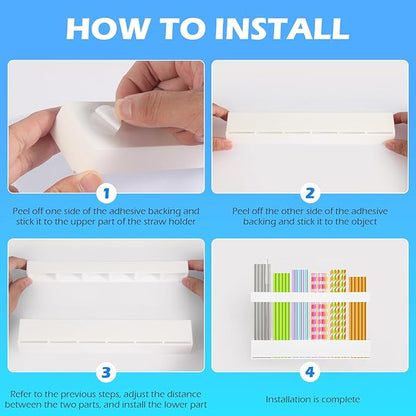 Straw holder for cabinet door,Acrylic Straw Organizer,Straws Dispense for Kitchen Counter and Cabinet Door (white)