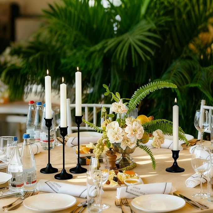 Taper Candle Holders, Black Candlestick Holders for Table Centerpieces, Weddings, Parties, Anniversaries and Home Decor, Elegant Candle Holders, Set of 8