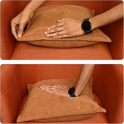 LL LEATHER LOVERS Genuine Suede Leather Pillow Cover, 16x16 Inch Case for Lumbar Throw Couch Pillows, Thick & Soft Cushion Covers for Sofa Bed Home Decor (Suede Tan Box Pack of 1)