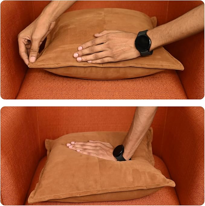 LL LEATHER LOVERS Genuine Suede Leather Pillow Cover, 14x14 Inch Case for Lumbar Throw Couch Pillows, Thick & Soft Cushion Covers for Sofa Bed Home Decor (Suede Tan Box Pack of 2)