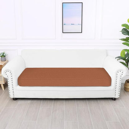 Smiry Waterproof Couch Cushion Covers, Stretch Jacquard Thick Sofa Cushion Covers, Washable Seat Slipcover Elastic Furniture Protector for Pets, Kid (Large, Rust)