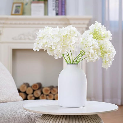 Metal Matte White Vase 8.7 inch Tall Iron Frosted, Nordic Style Pampas Grass Vase for Centerpieces Minimalist for Home Wedding Boho Décor