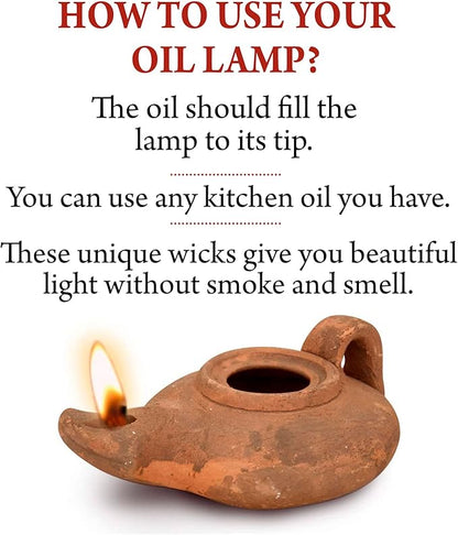 Herodian - Biblical Classic with Handle - Replica Ancient Clay Oil LAMP & Certificate of Authenticity Hanukkah-Judaica/Christian Gift - Handmade in The Holy Land