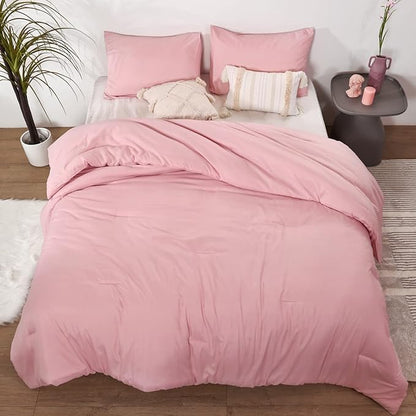 ROSGONIA Pink California King Comforter Set, 3pcs Oversized Boho Lightweight Microfiber Blanket Quilts, Gifts