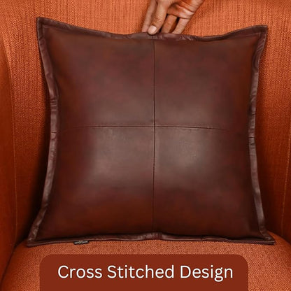 LL LEATHER LOVERS Genuine Lambskin Leather Pillow Cover, 16x16 Inch Case for Lumbar Throw Couch Pillows, Thick & Soft Cushion Covers for Sofa Bed Home Décor (Antique Dark Brown Box Pack of 1)