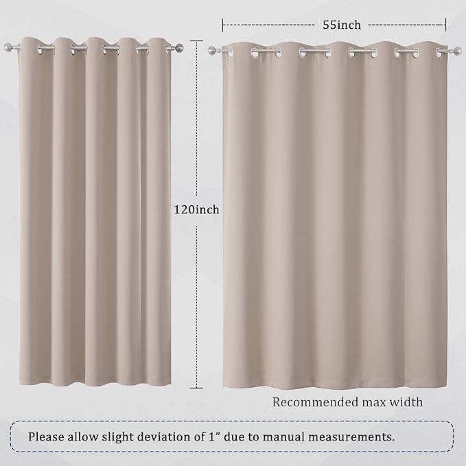 DUALIFE Light Coffee Color Curtains for Bedroom Light Brown Blackout Curtain Panels 120 Inch Thermal Insulated Room Darkening Solid Widow Drapes Grommet Top 60Wx120L 2 Panels Set