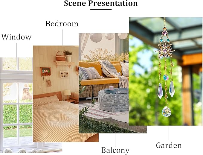 Hanging Sun Catchers with Crystals, Glass Icicle Prisms Rhinestones Suncatcher, Rainbow Maker Pendant Indoor Window Home Car Decor Gift
