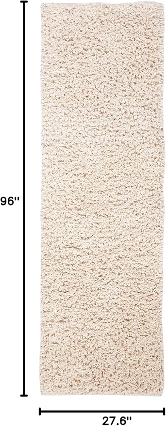 SAFAVIEH Sheep Shag Collection Runner Rug - 2'3" x 8', Ivory, Handmade, 1-inch Thick Ideal for High Traffic Areas in Living Room, Bedroom (SSG212A)