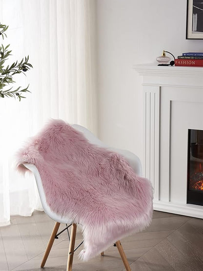 SERISSA Faux Sheepskin Fur Chair Couch Cover Small Fuzzy Area Rug for Bedroom Floor Window Room Decor 2x3 Feet
