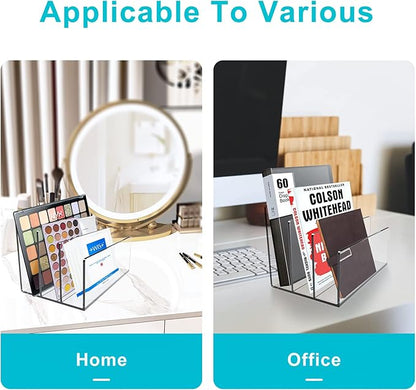 Boloyo Acrylic File Holder,2PC 3 Sections Clear File Organizer Mail Letter Sorter Desktop Folder Holder for Home Office School Envelope Bill Filling Paper Document