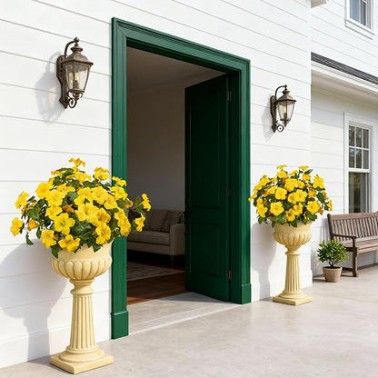 19 Inch Artificial Flowers for Outdoor Indoor Garden Home Decoration,Faux Flower for Home Office Garden Patio Balcony 4 Bundles (Yellow)