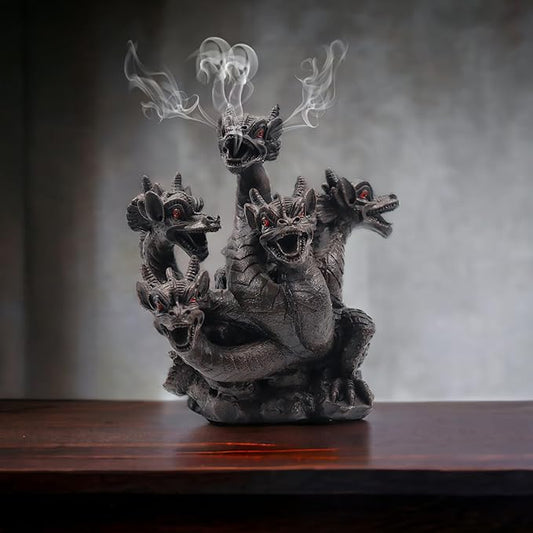 Hosley Resin Dragon Décor Statue Incense Cone Burner 8.5 Inch High, Ideal for Aromatherapy and Fantasy Décor Discover Mystical Elegance, Home Décor, Office, Spa