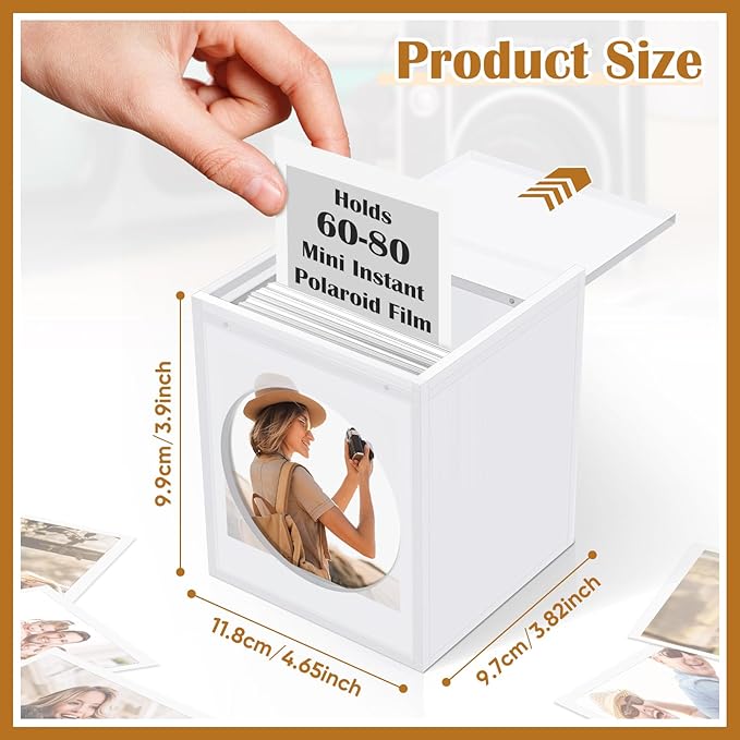 DARCKLE Mini Polaroid Frame & Photo Storage Box,4.2’’x3.5’’ Instax Frame,With magnetic sliding cover for Polaroid i-Type/600/SX-70 Film/Instax Mini Film,Wedding Guest Book Alternative