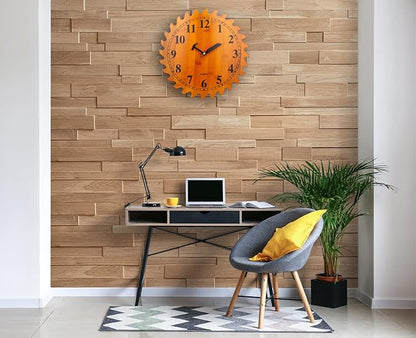 12 Inch Wood Wall Clock with Circular Saw Blade Dial, Handsaw and Hammer Pointer,Great Decor for Farmhouse,Garages and Man Cave