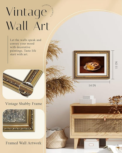 InSimSea Gold Framed Canvas Wall Art Room Decor Vintage Fruit Still Life Artwork Prints for Kitchen Farmhouse Wall Decor Picture for Cafe Dining Desktop Decoration
