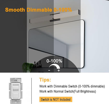 31.5Inch 3200LM Bathroom Light Fixtures 5CCT Optional, Black Modern LED Vanity Light Clear Shade, Dimmable Bathroom Lighting Fixtures Over Mirror - ETL Listed