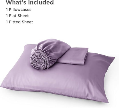 Bedsure Cooling Sheets Twin, Rayon Derived from Bamboo, Breathable & Soft Twin Sheets Set, Deep Pocket Up to 16 Inches, Hotel Luxury Silky Bedding for Hot Sleepers, Lilac