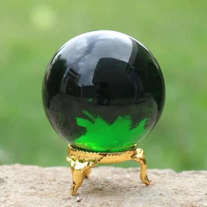 GEMHUB Natural Polished Green Obsidian Crystal Sphere Reiki Chakra Gemstone Ball for Home Decoration and Feng Shui