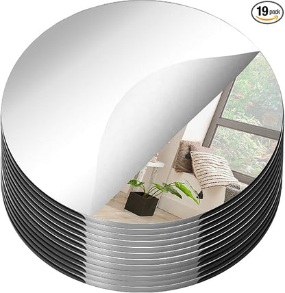 19 Pcs Mirror Centerpieces for Tables, Acrylic Round Small Mirror Trays Decoration Candle Plate Mirrors for Wedding Table Centerpiece Baby Shower Christmas Party Decor and Crafts (12inch/30cm)