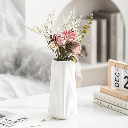 8 inches Modern Simple White Boho Vase for Pampas Grass and Dry Flower, Water Proof Vase for Home Living Room Farmhouse Office Decor