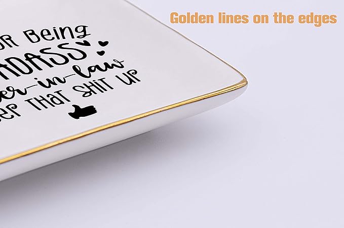 Topthink Thanks for Being Sister in Law - Christmas Birthday Mothers Day Gifts Women Thank You Gift Ceramic Jewelry Holder Ring Dish Trinket Tray