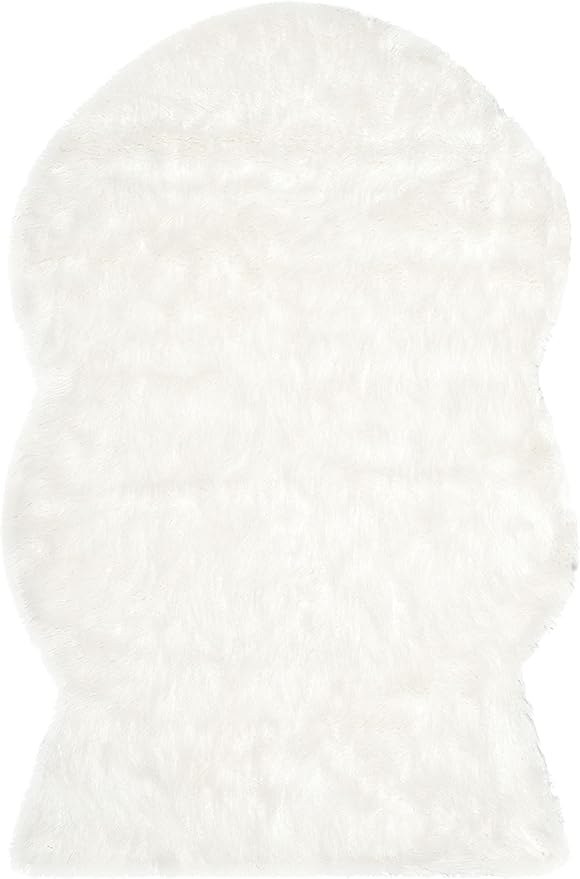 SAFAVIEH Faux Sheep Skin Collection 3' x 5' Ivory FSS117A Silken Glam 2.35-inch Thick Area Rug