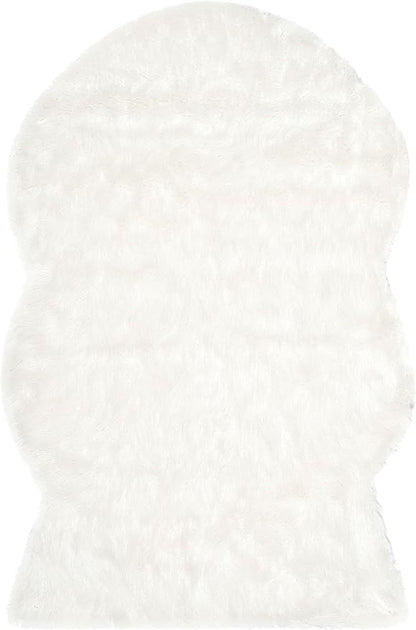 SAFAVIEH Faux Sheep Skin Collection 3' x 5' Ivory FSS117A Silken Glam 2.35-inch Thick Area Rug