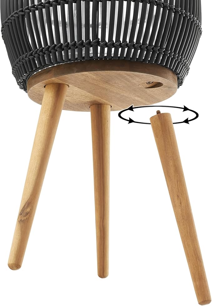 Casafield Indoor Planter with Stand, Black Floor Planter with Wood Legs, Large Plant Pot Cover with Liner for Houseplants, Flower Pots and Trees