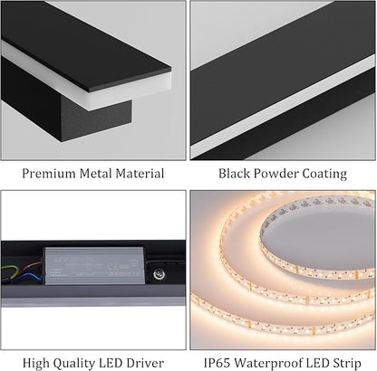 2 Pack 40Inch Long Outdoor LED Wall Lights 3000K Modern Exterior Wall Light Fixtures IP65 Waterproof for House Porch Courtyard