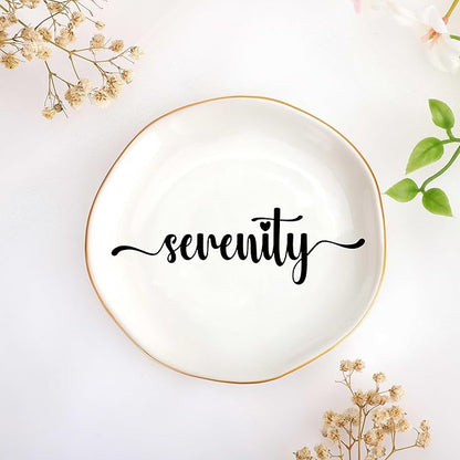 JoycuFF Serenity Personalized Name Ceramic Jewelry Tray, Mothers Day Christmas Anniversary Engagement Birthday Gifts for Women Couples, Trinket Dish for Rings Earrings Necklaces Bracelets Keys